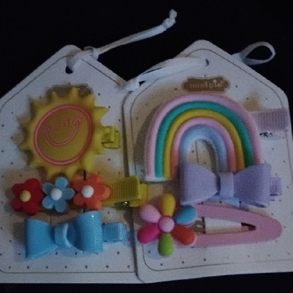 Mud Pie Rainbow and Flower Hair Clip Set - Multicolor